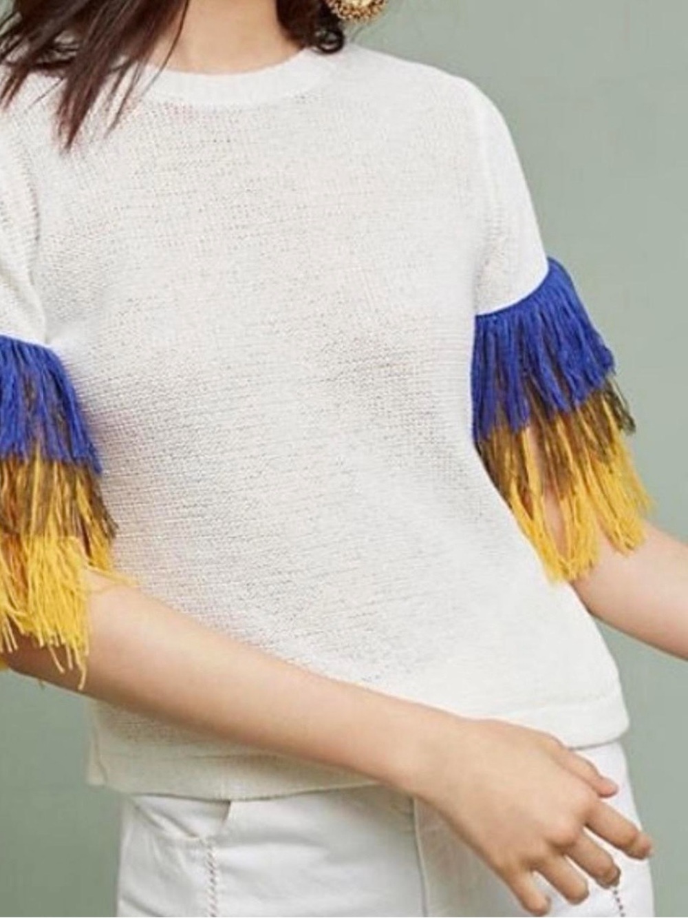 English Factory -Anthropologie English Factory Tassel Fringe Sleeve Sweater